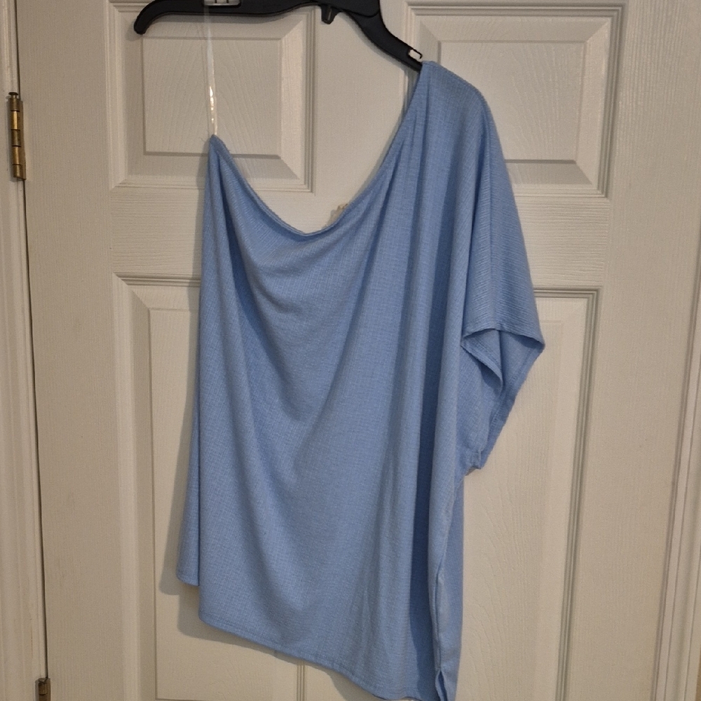 Women's Blue Off-Shoulder Top